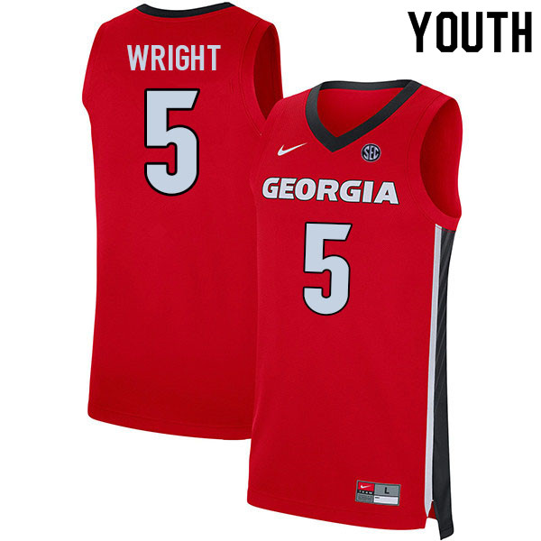 Youth #5 Christian Wright Georgia Bulldogs College Basketball Jerseys Sale-Red